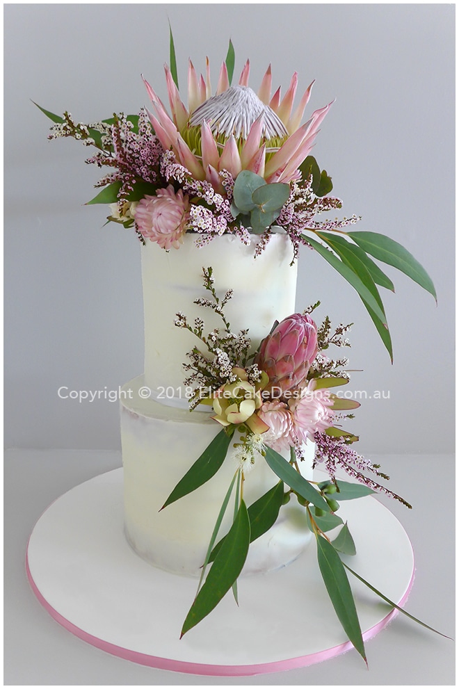 Semi-Naked Wedding cake with native flowers